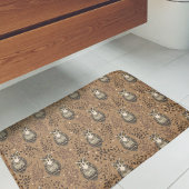 Bruine Uil Geïllustreerd Bospatroon Badmat