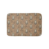 Bruine Uil Geïllustreerd Bospatroon Badmat (Voorkant)