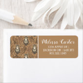 Bruine Uil Geïllustreerd Bospatroon Etiket (Insitu)