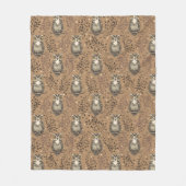 Bruine Uil Geïllustreerd Bospatroon Fleece Deken (Voorkant)