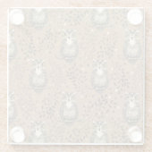 Bruine Uil Geïllustreerd Bospatroon Glazen Onderzetter (Achterkant)