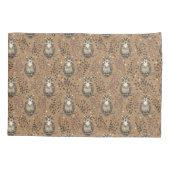 Bruine Uil Geïllustreerd Bospatroon Kussensloop (Achterkant)