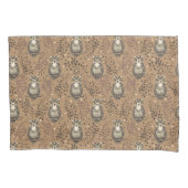 Bruine Uil Geïllustreerd Bospatroon Kussensloop (Voorkant)