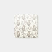 Bruine Uil Geïllustreerd Bospatroon Post-it® Notes (Voorkant)