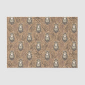 Bruine Uil Geïllustreerd Bospatroon Tissuepapier (Voorkant)