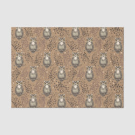 Bruine Uil Geïllustreerd Bospatroon Tissuepapier