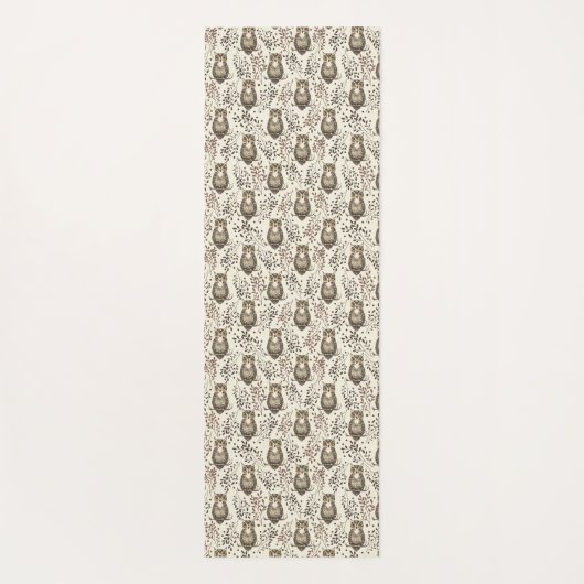 Bruine Uil Geïllustreerd Bospatroon Yogamat (Achterkant)