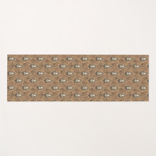 Bruine Uil Geïllustreerd Bospatroon Yogamat (Voorkant (horizontaal))