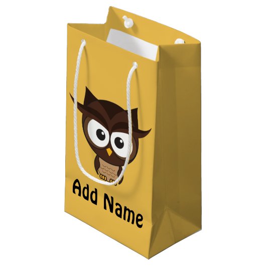 Bruine uil klein cadeauzakje (Voorkant Gekanteld)