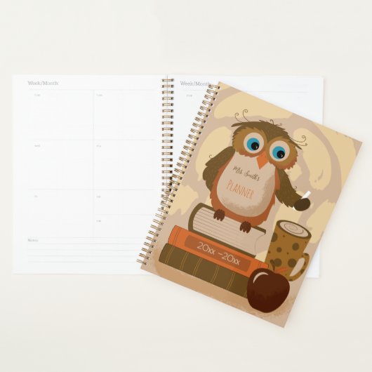 Bruine Uil Leraar Planner met Schooljaar (Display)
