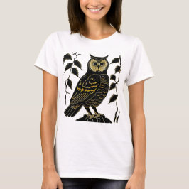 Bruine Uil met bladwijnstokken T-shirt