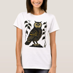 Bruine Uil met bladwijnstokken T-shirt