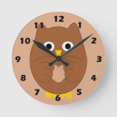 Bruine Uil Ontwerp Ronde Klok (Voorkant)