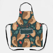 Bruine Uil Retro Kleurrijk Gepersonaliseerd Patroo Schort (Voorkant)