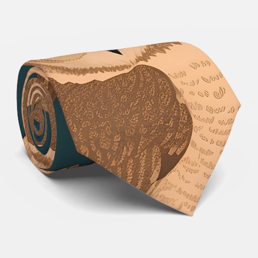 Bruine Uil Retro Kleurrijk Gepersonaliseerd Patroo Stropdas (Opgerold)