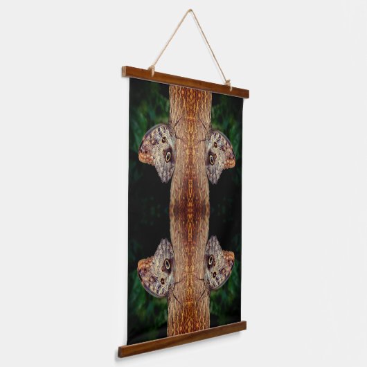 Bruine Uil Vlinder Natuur Abstract Hangend Wandkleed (Gebogen)
