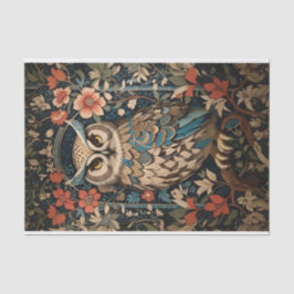 bruine uil William Morris geïnspireerd Floral Tissuepapier