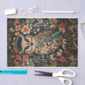 bruine uil William Morris geïnspireerd Floral Tissuepapier (Craft)