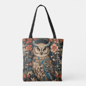  bruine uil William Morris geïnspireerd Floral Tote Bag (Achterkant)