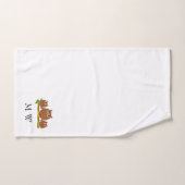 Bruine Uilen Ontwerp met Monogram Bad Handdoek (Handdoek)