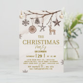 bruine uitnodiging voor kerstfeest (Staand voorkant)