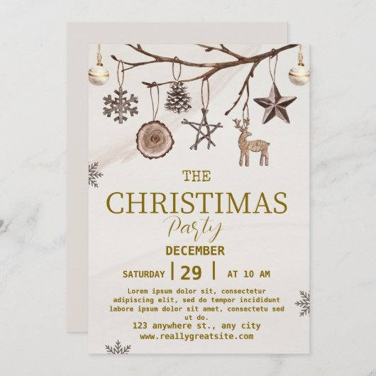 bruine uitnodiging voor kerstfeest (Voorkant / Achterkant)