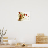  bruine vaas met rode rozen waterverf poster (Keuken)