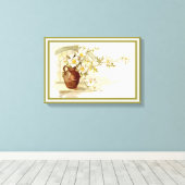  bruine vaas witte rozen waterverf print (Insitu (Houten vloer))