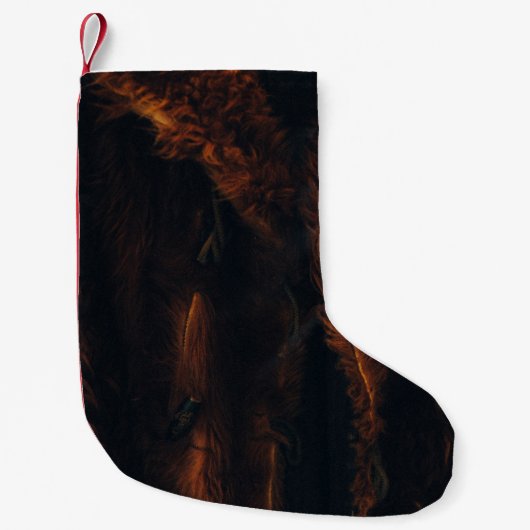Bruine vacht kleine kerstsok (Voorkant)