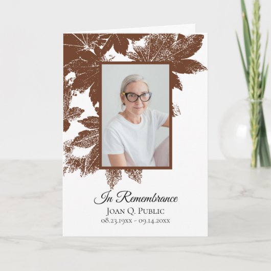 Bruine val laat begrafenisdienst opgevouwen programma (Voorkant)