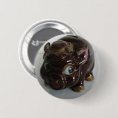 Bruine Varken Spaarpot Ronde Button 5,7 Cm (Voorkant /achterkant)
