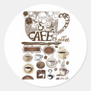 bruine vectorkoffie ronde sticker