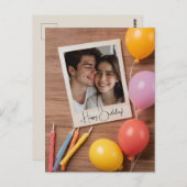 Bruine Verjaardag Gepersonaliseerde Poloraid Briefkaart (Voorkant / Achterkant)