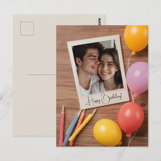 Bruine Verjaardag Persoonlijke Poloraid Briefkaart (Voorkant / Achterkant)