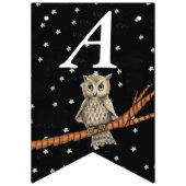  Bruine Verjaardag Uil op Branch Ketting Stars Vlaggetjes (Tweede vlag)