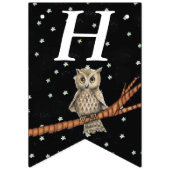  Bruine Verjaardag Uil op Branch Ketting Stars Vlaggetjes (Eerste vlag)