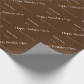 Bruine Verjaardag Wrapping Paper Custom Name Cadeaupapier (Hoek)