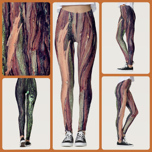 Bruine Versplinterde Boom Bast Fotografische Natuu Leggings