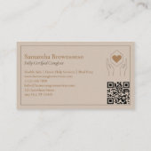 Bruine Verzorger Logo Qr Code Visitekaartje (Achterkant)