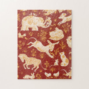 Bruine vintage assorted Animals kunst Legpuzzel