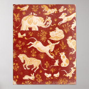 Bruine vintage assorted Animals kunst Poster