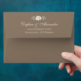 Bruine Vintage Bloem Bruiloft Envelop
