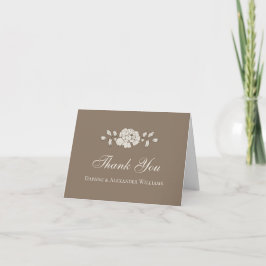 Bruine Vintage Bloemen Bedankkaart