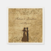Bruine Vintage Bruid Bruidegom Custom papier Servetten (Voorkant)