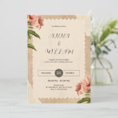 Bruine Vintage bruiloft uitnodiging (Staand voorkant)