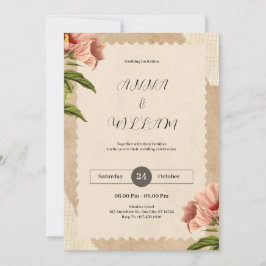 Bruine Vintage bruiloft uitnodiging