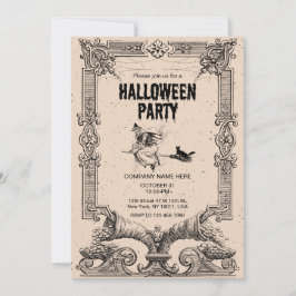 Bruine Vintage Halloween-feestuitnodiging Kaart
