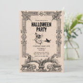 Bruine Vintage Halloween-feestuitnodiging Kaart (Staand voorkant)