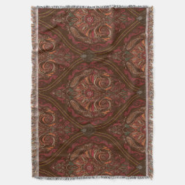 Bruine Vintage Paisley Mandala Geweven Dekent thro Deken