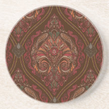 Bruine vintage paisley mandala ronde onderzetter -